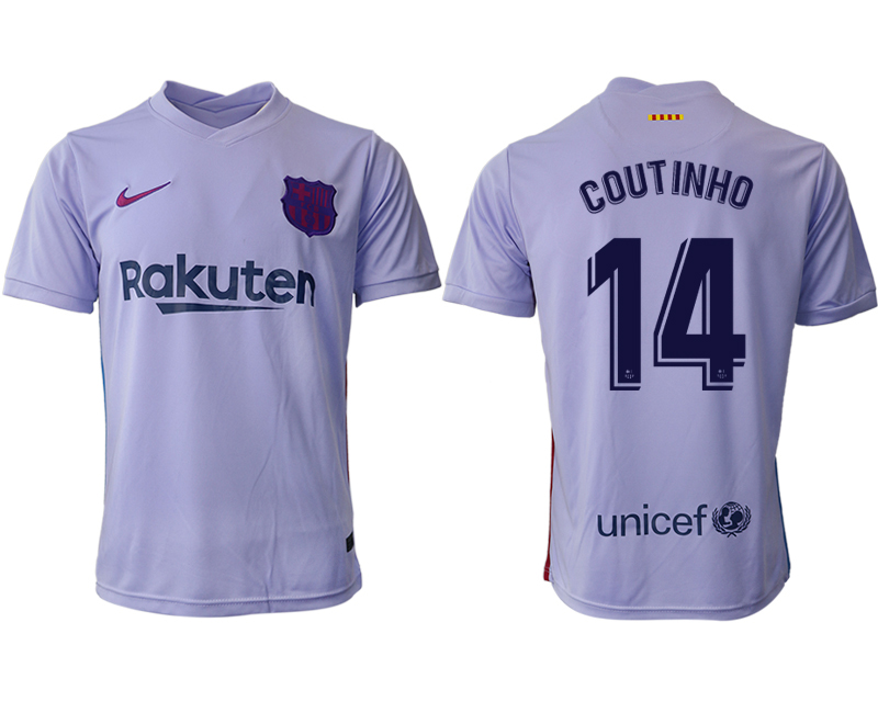 Men 2021-2022 Club Barcelona away aaa version purple #14 Soccer Jersey